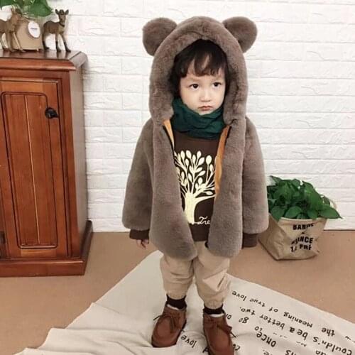 Girl Faux Fur Jacket cartoon Kids Warm Fur Coat Autumn Winter baby Girl Jacket Coat Long Sleeve Outwear baby girl Jacket