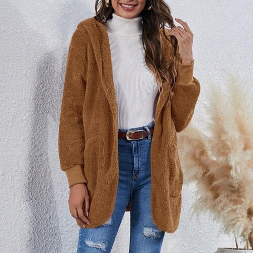 Womens Jackets Cost Casual Long Sleeve Reversible Coat Soft Plush Keep Warm Open Front Autumn Winter Outerwear Clothes 3 Colors