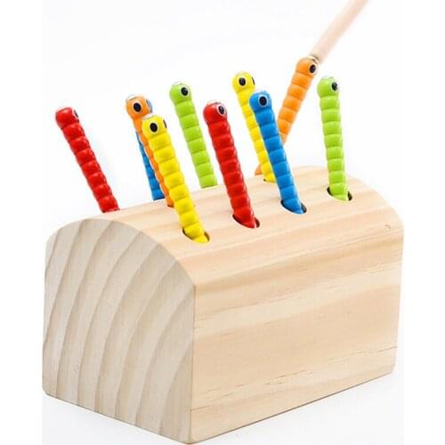 Montessori for kid Educational Development Wooden Magnetic Catch Insects Game Toys for Girls Boys Gifts Shipping From Russia