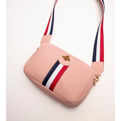 Wholesale Bee Womens Shoulder/Crossbody Bag Fashion Coin Purse Stripe Zipper Long Belt Wholesale 2020 New Style Mini Purse