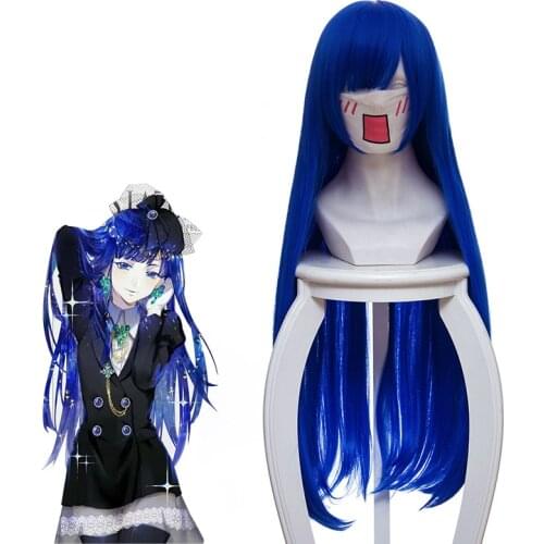 Anime Land of the Lustrous Houseki no Kuni Phosphophyllite Blue Short Wigs Lapis lazuli Long Straight Hair Cosplay Wig + Wig Cap