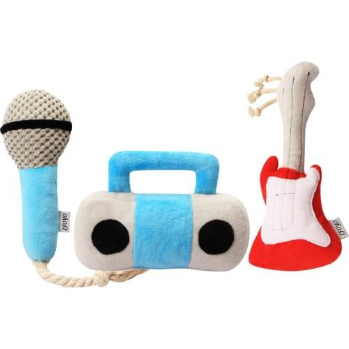 Pet Sounding Toy Pet Plush Toy Simulation Microphone Guitar Sounding Dog Molar Toy
