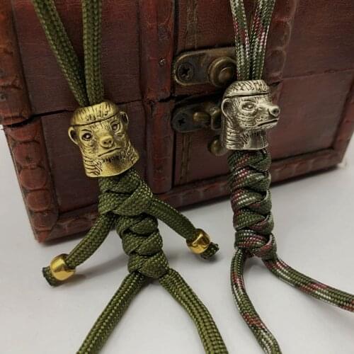 Hollow Copper Pendant Animal Head Statue Mini Hanging Ornament Jewelry Decor for DIY Keychain Cord M56