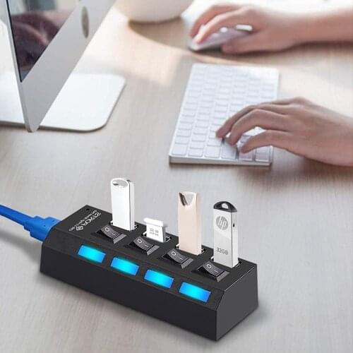 USB HUB USB Port Splitter 3 0 4/ 7 Multi Port HUB With Power Adapter Multiple 3 hab With Switch For PC Computer Accessories
