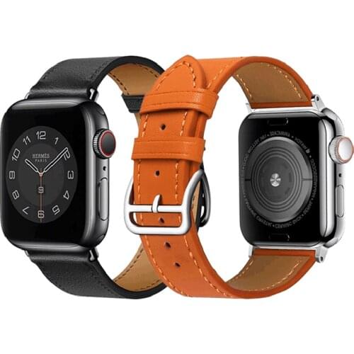 High quality PU Leather Strap For Apple Watch 6 SE 4 5 44mm 40mm Smartwatch Accessories bracelet For iWatch 3 2 1 38 42 MM Strap