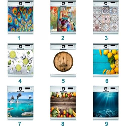 Self Adhesive Dishwasher Sticker Seascape Dophin Fridge Door Sticker Wallpaper diy Wall Sticker Door Cover kitchen accessories