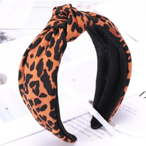 Top Knot Headband Hairband for Women Hair Accessories NO SLIP Stay on Knotted Head Band for Girls Leopard Print Headband Wide