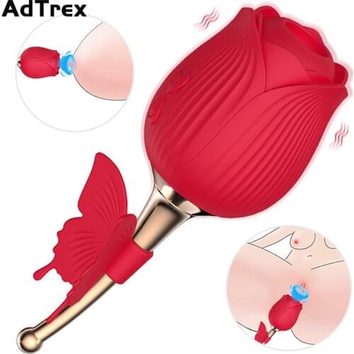 Rose Shape Vaginal Sucking Vibrators Erotic Nipple Oral Sucker Clitoris Stimulation Powerful Vibrators Adult Sex Toys for Women