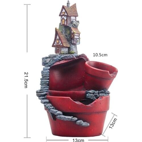 Castle Flower Pot Resin Flowerpot Succulent Plant Pots Garden Bonsai Home Garden Decoration