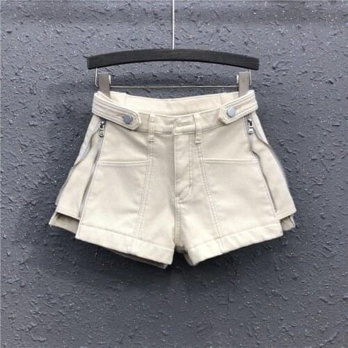 Woman Shorts High Waist Cotton A-line Wide-leg Short Jeans Korean Style Smoky Gray Female Loose Denim Short Trousers 2020 Summer