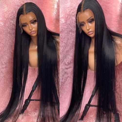 13x6 Lace Front Human Hair Wigs 8-34 Inch Brazilian Straight 13x4 Lace Frontal Wig PrePlucked 4x4 Closure Wig 180% Virgin Hair