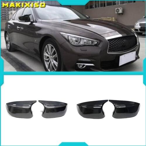Car Side 2pcs Glossy Painted Bright Black for Infiniti Q50 Q60 Q70 SQ50 XQ30 2014-2020 Rearview Mirror Cover Caps