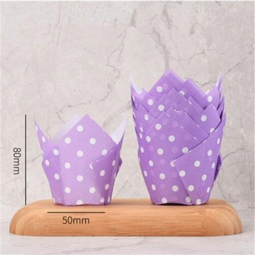 50pcs Purple Dot Tulip Muffin Cupcake Baking Mold Cupcake Wrappers Liner Baking Cups Wedding Party Caissettes Cupcake Paper Case