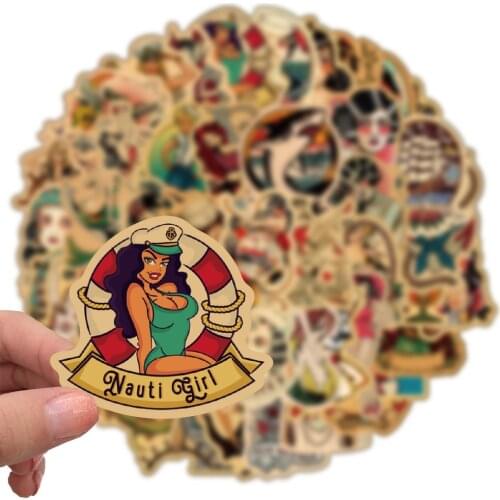 50pcs Nauti Retro girl pin up girl Stickers Decoration Stationery Sticker DIY Ablum Diary Scrapbooking Label Sticker