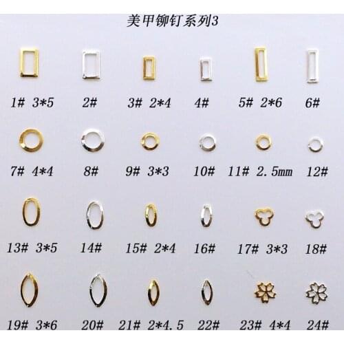 500pcs/pack Japan 3D Nail Art Decorations Metal Circle Rectangle Stud Rivet Nail Accessories Alloy Nail Parts DIY Nail Supplies