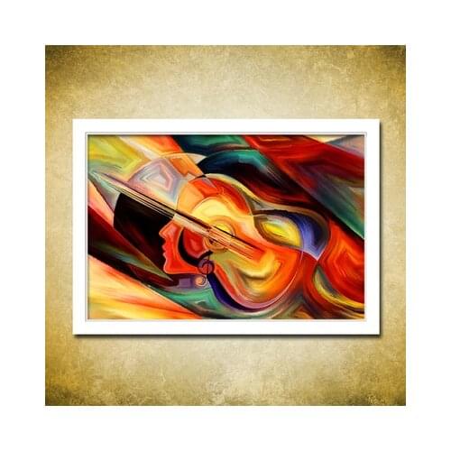Abstract guitar woman musical instrument own fill color number oil painting digital diy gift music dorm bedroom creative