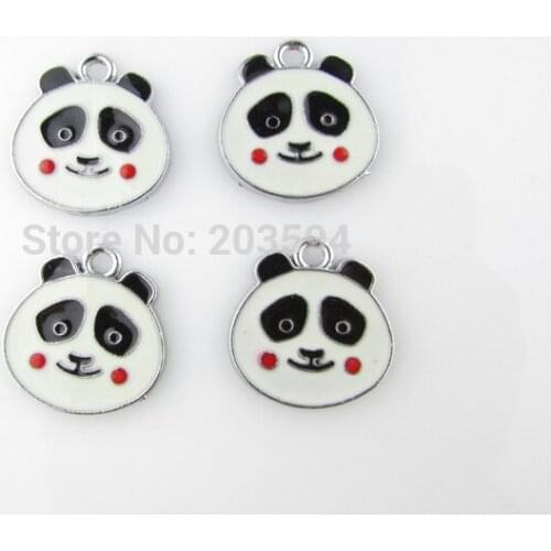AE39 100Pcs Mixed Silver Tone Enamel Panda Charms Pendants Jewelry DIY Jewelry Findings Floating Charm 22x20mm