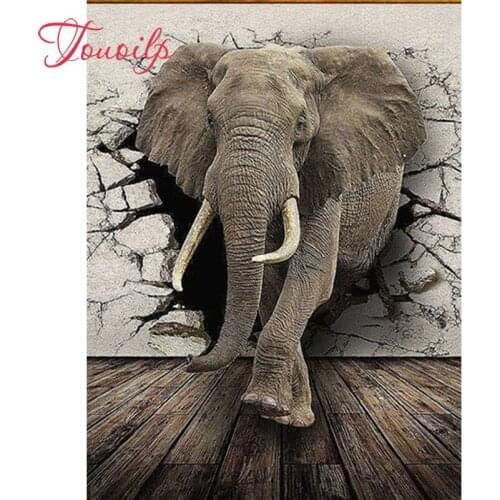 TOUOILP Diamond Embroidery Elephant Diamond Painting Full Square/Round DIY Diamond Mosaic Animal Picture Of Rhinestone Decor Hom