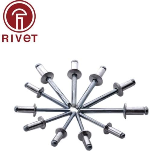DIN EN ISO 15977 M4 Aluminum Head Iron Body Blind Rivet Round Head Open End Dome Rivet Breakstem Fasteners 100 Pcs