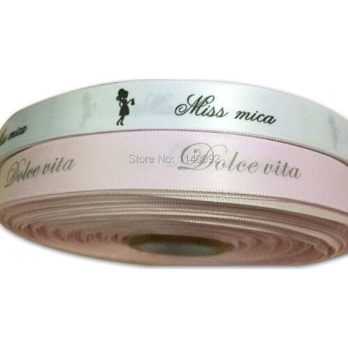 Free shipping satin silk ribbon printing/clothing printed labels/garment tags/wedding gift ribbon printing 100 yards per roll