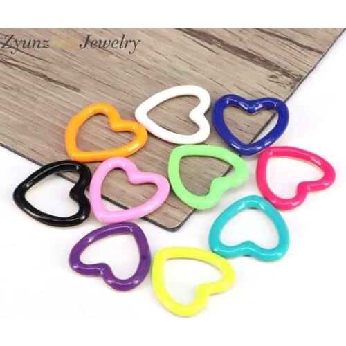 10PCS, Metal Enamel Charm Opan Heart Spacer Beads Connector Beads for Jewelry Making DIY Bracelet Necklace Earrings