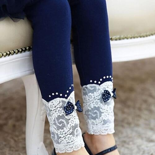 2019 girls autumn winter pants cotton kids slim trousers children elastic waist leggings 2-8years baby girls lace leggings