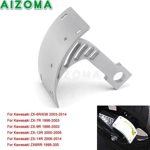 For Kawasaki ZX-6R/636 ZX-7R ZX-9R ZX-12R ZX-14R ZX6RR 1996-14 Silver Curved Side Mount Tag License Number Plate Holder Bracket