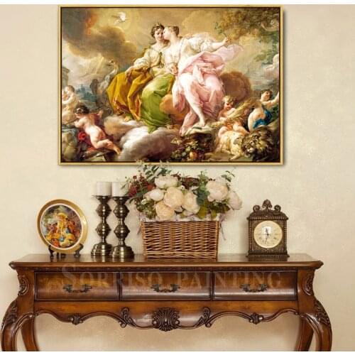 Europe Retro Angel Notre Dame Goddess Canvas Oil Painting Living Room Wall Art Dining Prints Hallway Pictures Home Bedroom Decor