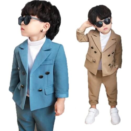 Flower Boys Formal Jacket+Pants 2Pcs Clothing Set Children Gentleman Performance Evening Tuxedo Dress Enfant Kids Wedding Suit