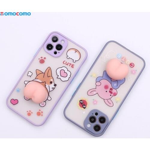 Creative 3D Cartoon Pinch Smartphone Case For iphone 11 12 Pro Max MiNi X XR XS 7 8 Plus Matte Camera Lens Protect Phone Coque