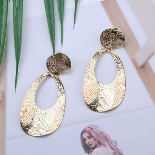 Round Geometric Drop Earrings For Women 2019 Vintage Gold Color Dangle Earring Female Statement Fashion Jewelry
