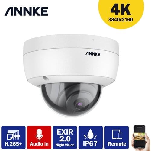 ANNKE 1PC Ultra HD 8MP POE Camera 4K Outdoor Indoor Weatherproof Security Network Dome EXIR Night Vision Email Alert CCTV Camera