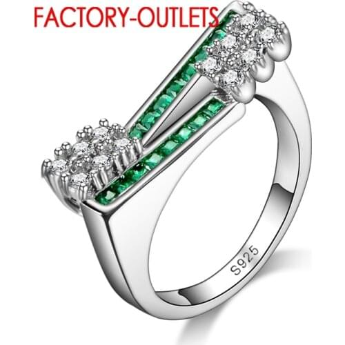 Fashion Green CZ Crystal Fashion Engagement Rings Women Brand Elegant 925 Lady Wedding Finger Rings