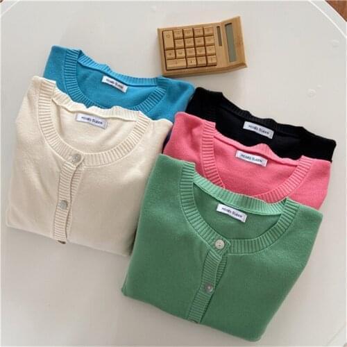 Fashion Candy Color Knit Cardigan Autumn 2021 Loose Long Sleeve Single Breasted Korean Sweaters Womens Basic Streetwear