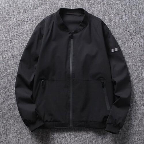 Plus Size Men Jackets 7XL 8XL Solid Rib Sleeve Zipper Fashion Casual Streetwear Comfortable Baseball Jacket Coats