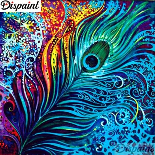 Dispaint Full Square/Round Drill 5D DIY Diamond Painting "Colored feather" Embroidery Cross Stitch 3D Home Decor A11188