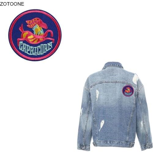 ZOTOONE Constellation Badge Iron on Patch for Clothing DIY Capricorn Sticker Sew on Embroidery Applique for Kids Thermal Press G