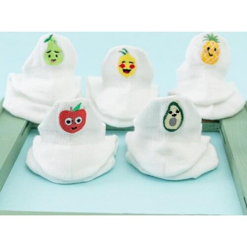 5Pairs/Set Cartoon Fruit Embroidery Mesh Cotton Infant Sock Shallow Mouth Thin Simple Short Socks