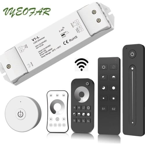 New Led Strip Dimmer 2.4G RF Wireless Remote Dimming 12V 24V Input 15A Output For 5050 3528 Single Color String Ribbon Use