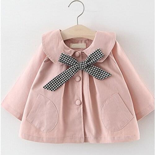 2021 spring and autumn new girls jacket fashion European and American style bow tie windbreaker jacket baby girl autumn jacket c