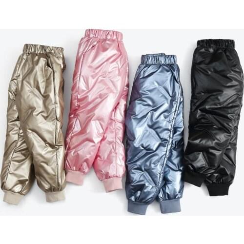 2021 winter new childrens down pants baby wash free bright face warm pants boys and girls white duck down thickened pants
