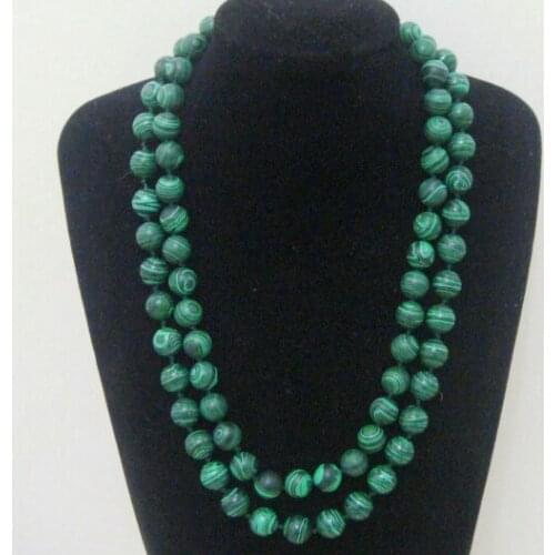 New Long 8MM Green Malachite Gemstone Bead Round necklace 35 Inch
