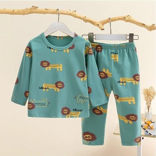 TUONXYE Boys Girls Pajamas Set Children Animals Lions Cotton Kids Long Sleeves Pijama Baby Sleepwear Clothing Nightwear