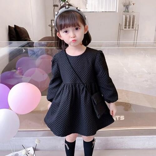 Toddler Girl Dress Solid Color Dress For Girl Casual Style Dress For Kids Spring Autumn Costume For Girls