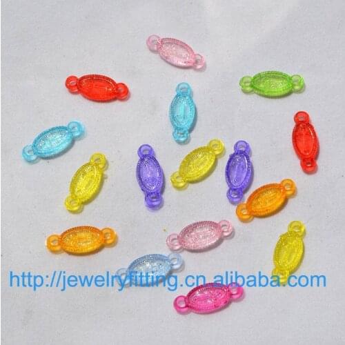 DIY fashion jewelry Accessories Transparent Acrylic Cross Charms 20*8MM Double Hole Bracelet Buckle Oval shape mix color 100pcs