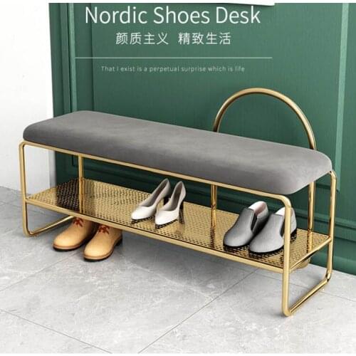 Luxury shoes-changing stool at home door-sitting shoe rack Nordic shoes-stool entry bar stool sofa stool with shoe cabinet