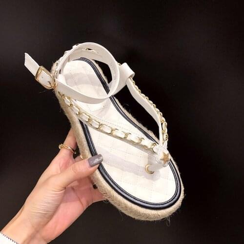 Women Sandals 2021 Platform Heel Fisherman Shoes For Woman Ankle Strap Sandals Slippers Chain Flip Flops Casual Female Shoes