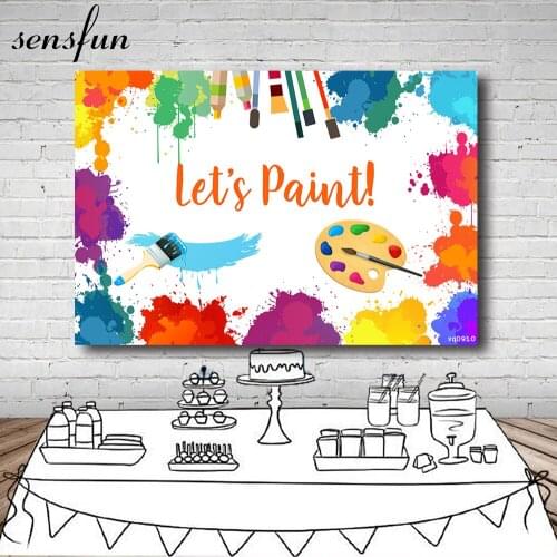 Sensfun Artistic Paint Party Backdrops For Photo Studio Colorful Girls Birthday Photography Backgrounds Custom Photocall