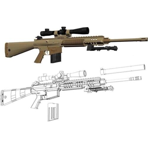3D Paper Model Gun M110 Sniper Rifle 1: 1 Scale DIY Handmade Paper Craft Toy