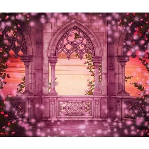 Old Castle Flowers Fairy Tale Congo column bokeh backdrops High quality Computer print wedding background